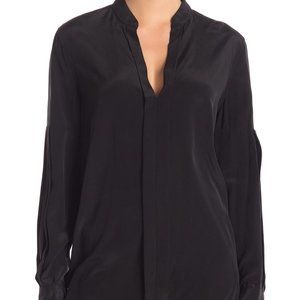 Equipment Estella Black Solid Plunge Top M Silk